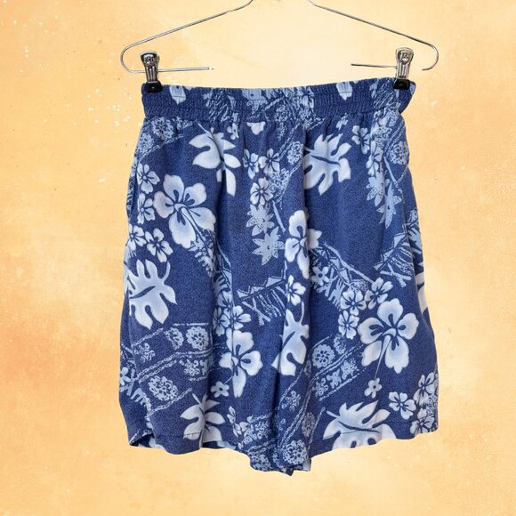 Soft Wear Stretchy Blue Hawaiian Shorts, Medium - Picture 1 of 2